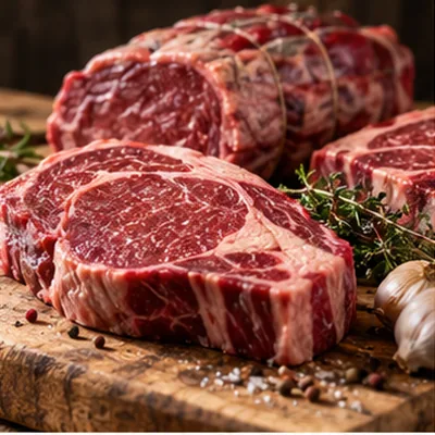 Pièces de viande chez le boucher